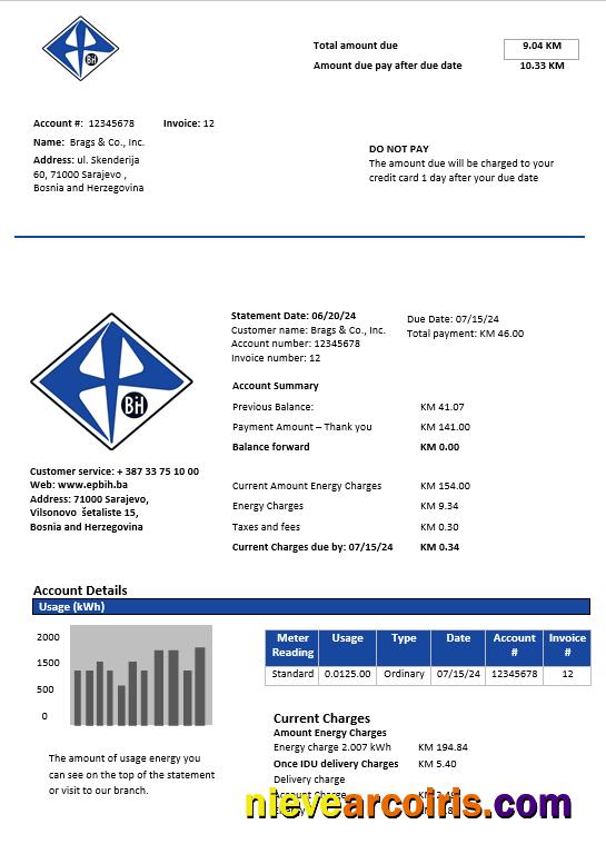 Bosnia and Herzegovina Elektroprivreda BiH electricity business utility bill